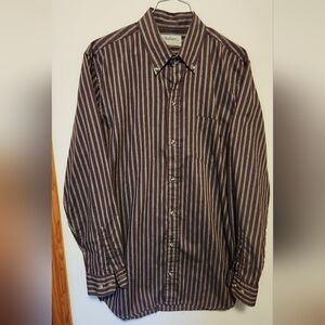 Andhurst Vintage Medium Button-up Shirt Maroon and Grey Stripes
